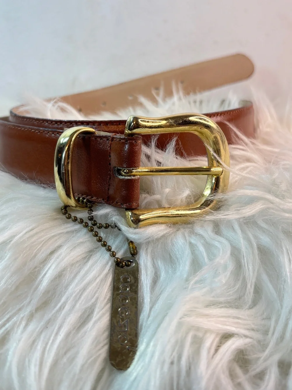 Capezio Tan Leather Belt with Gold Buckle